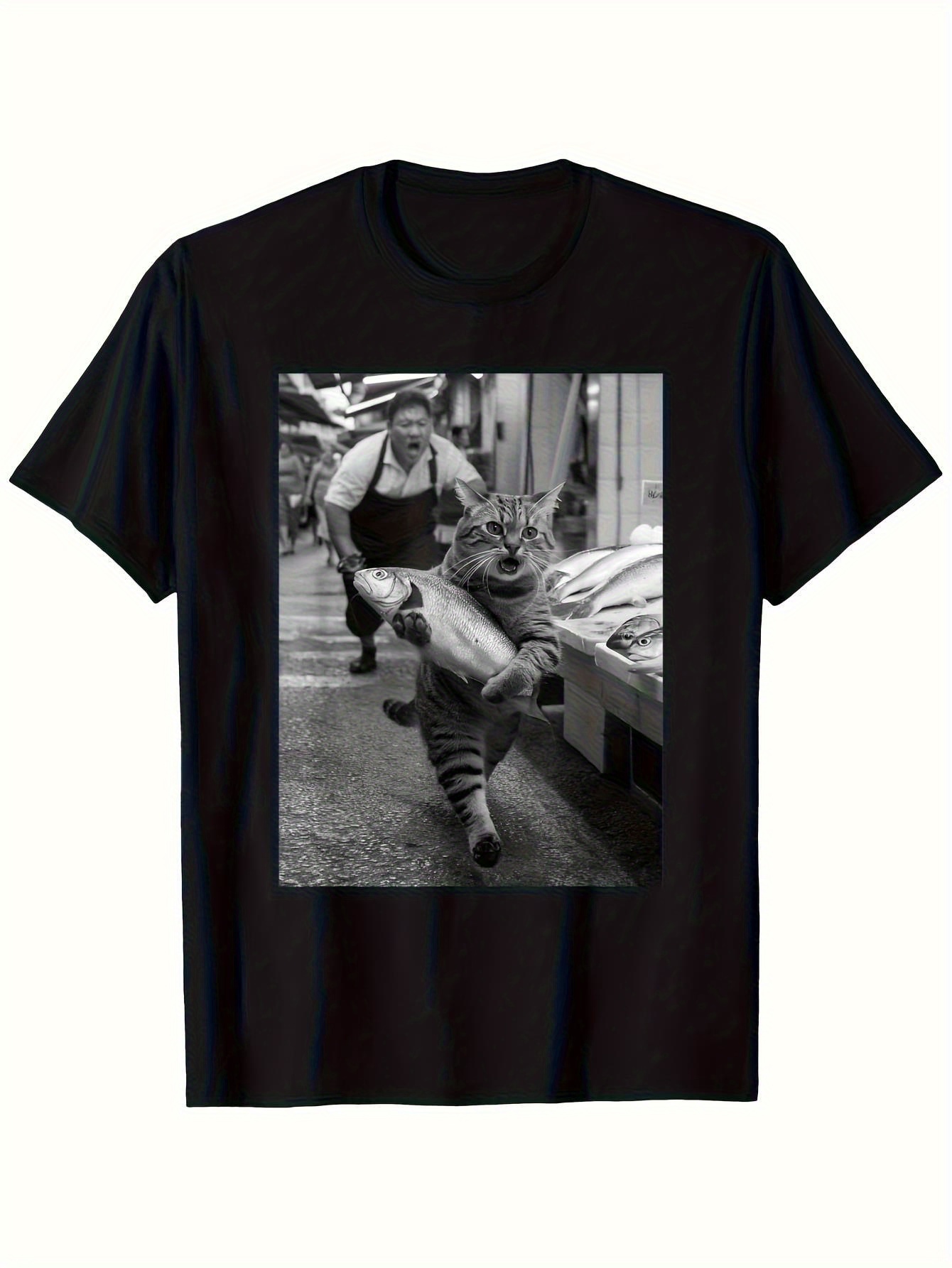 Vintage Fashion Market - Funny Cat Steals Fish Market Graphic