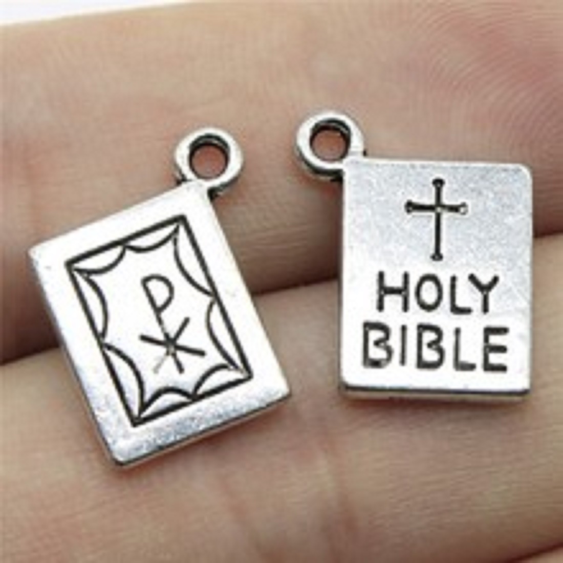 Vintage Fashion Coloring Book - 10Pcs/Lot Charms Book Holy Bible 17x15mm