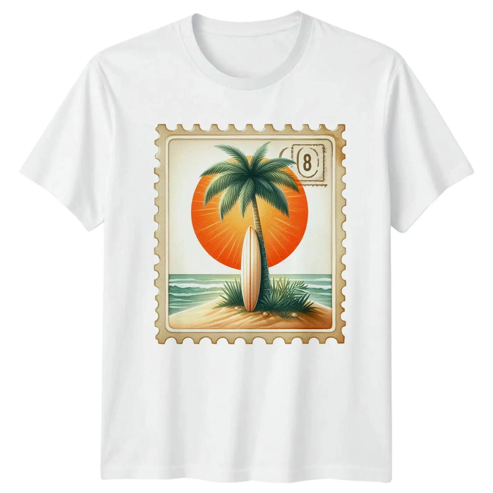 Vintage Fashion Herren - Tropical Beach Surfing Palm Tree Travel