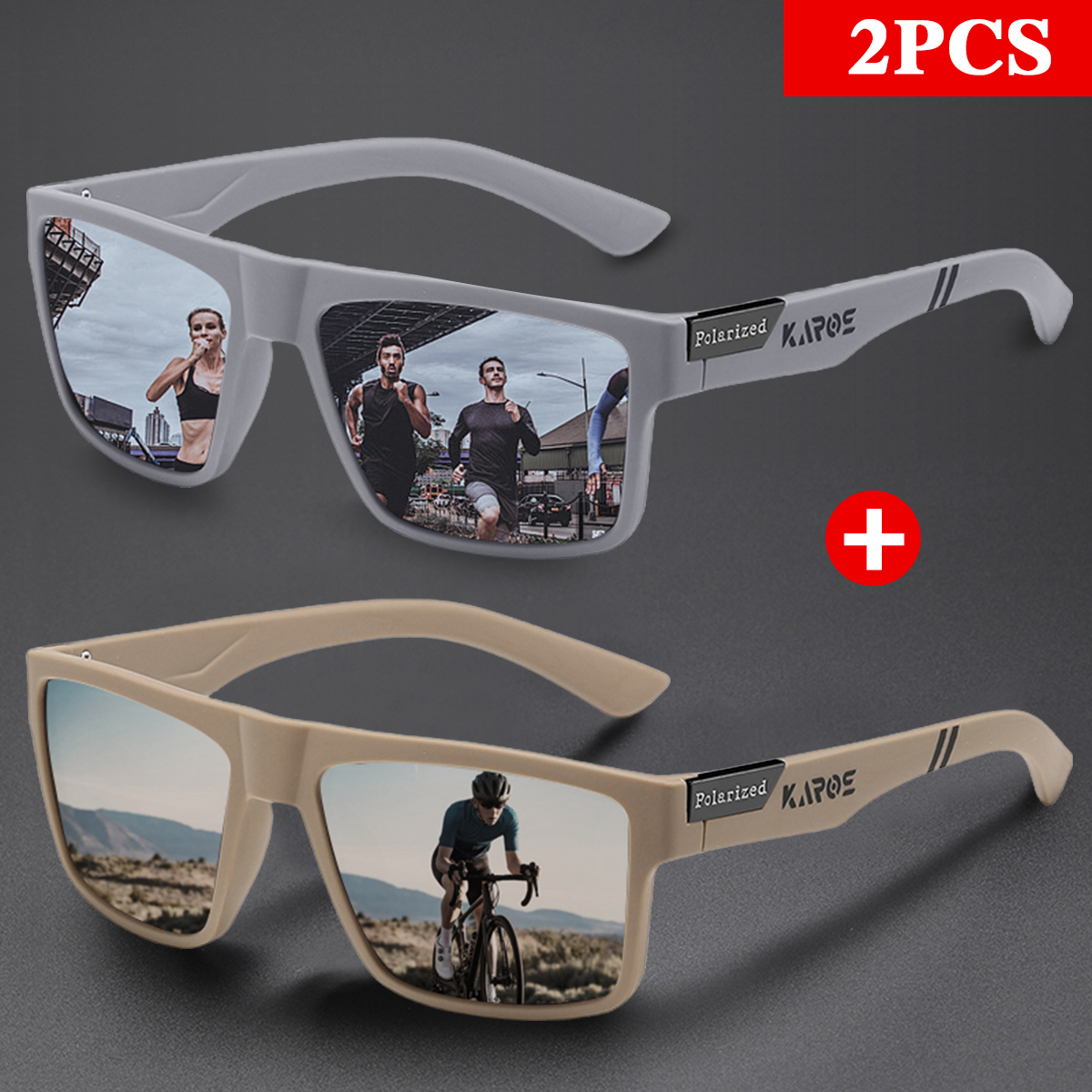 Vintage Fashion Images - KAROS 2PCS Retro Square Polarized Sports