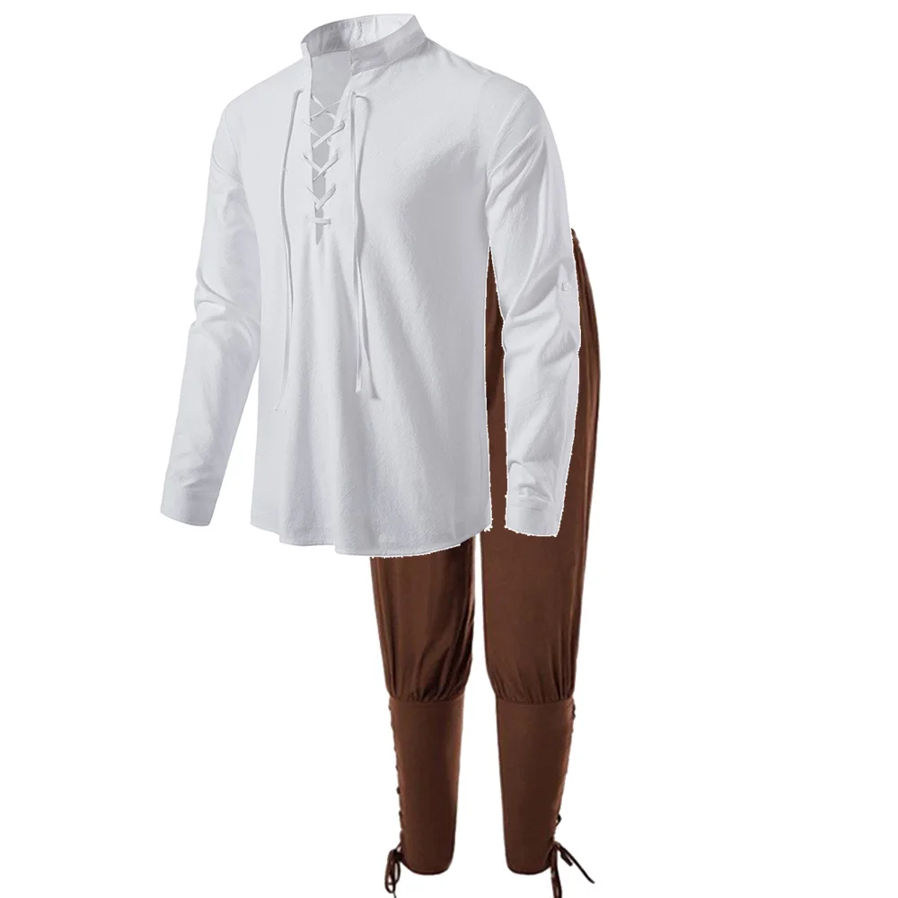 Retro Track Pant - 2Pcs Retro Vintage Medieval Renaissance Cosplay