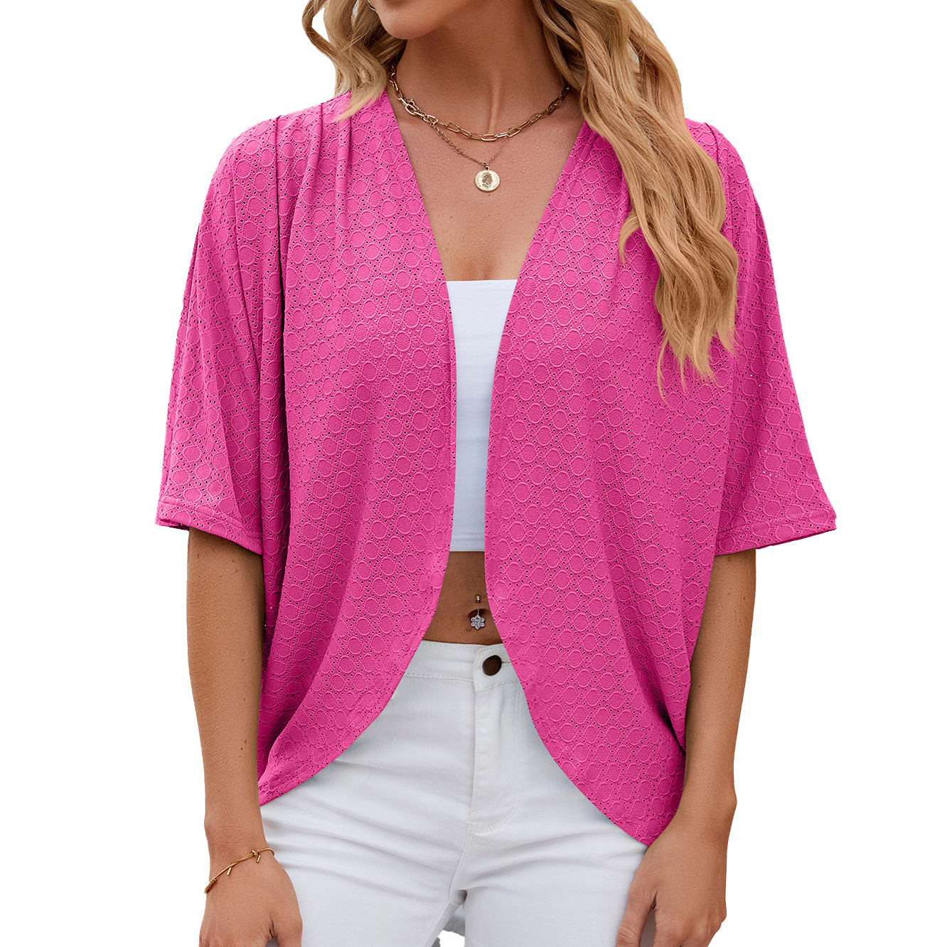 Crochet Top Boho - 2024 Elegant Women's Mid Sleeve Casual