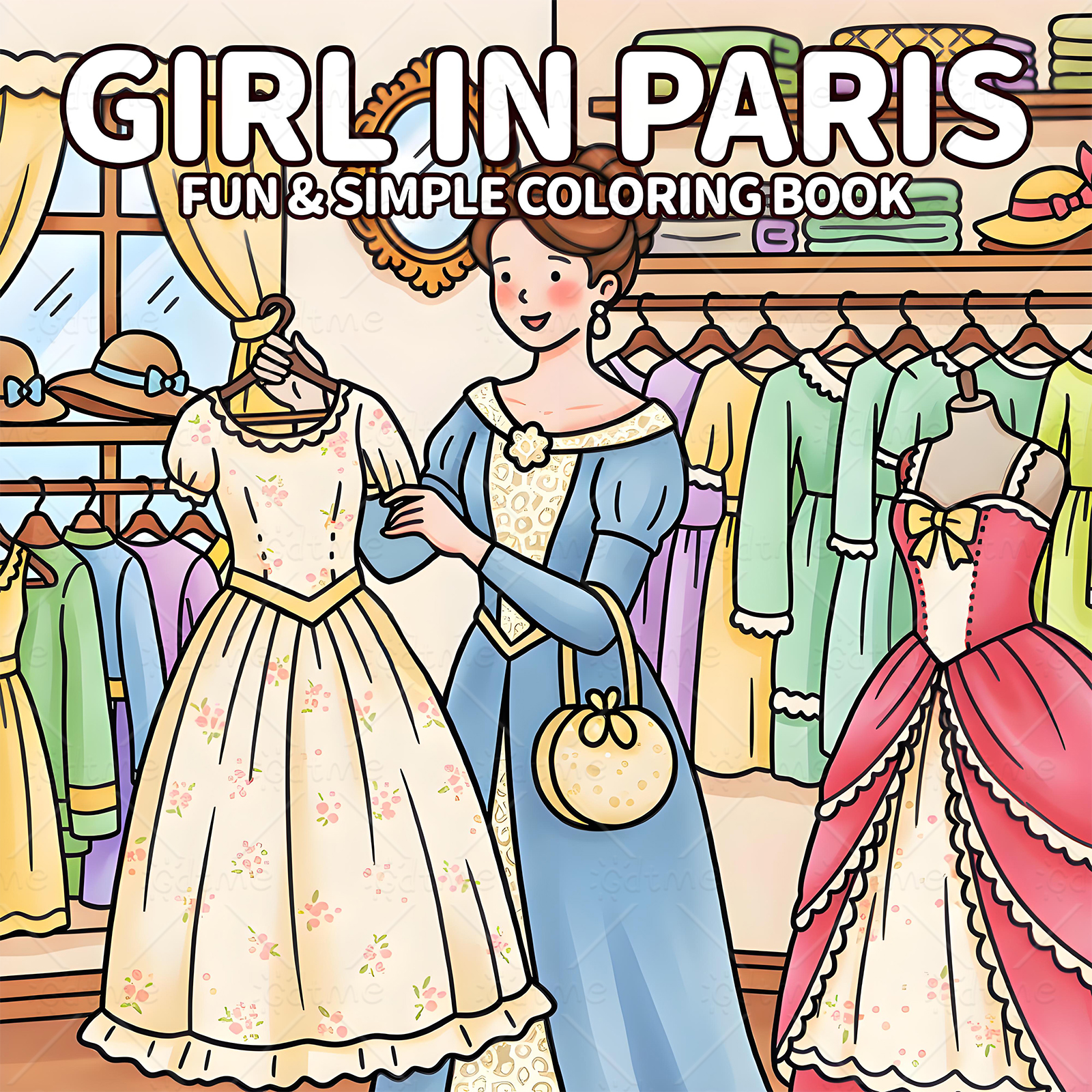 Vintage Fashion Coloring Book - Paris Ladies Vintage Clothing Bold-easy Patterns