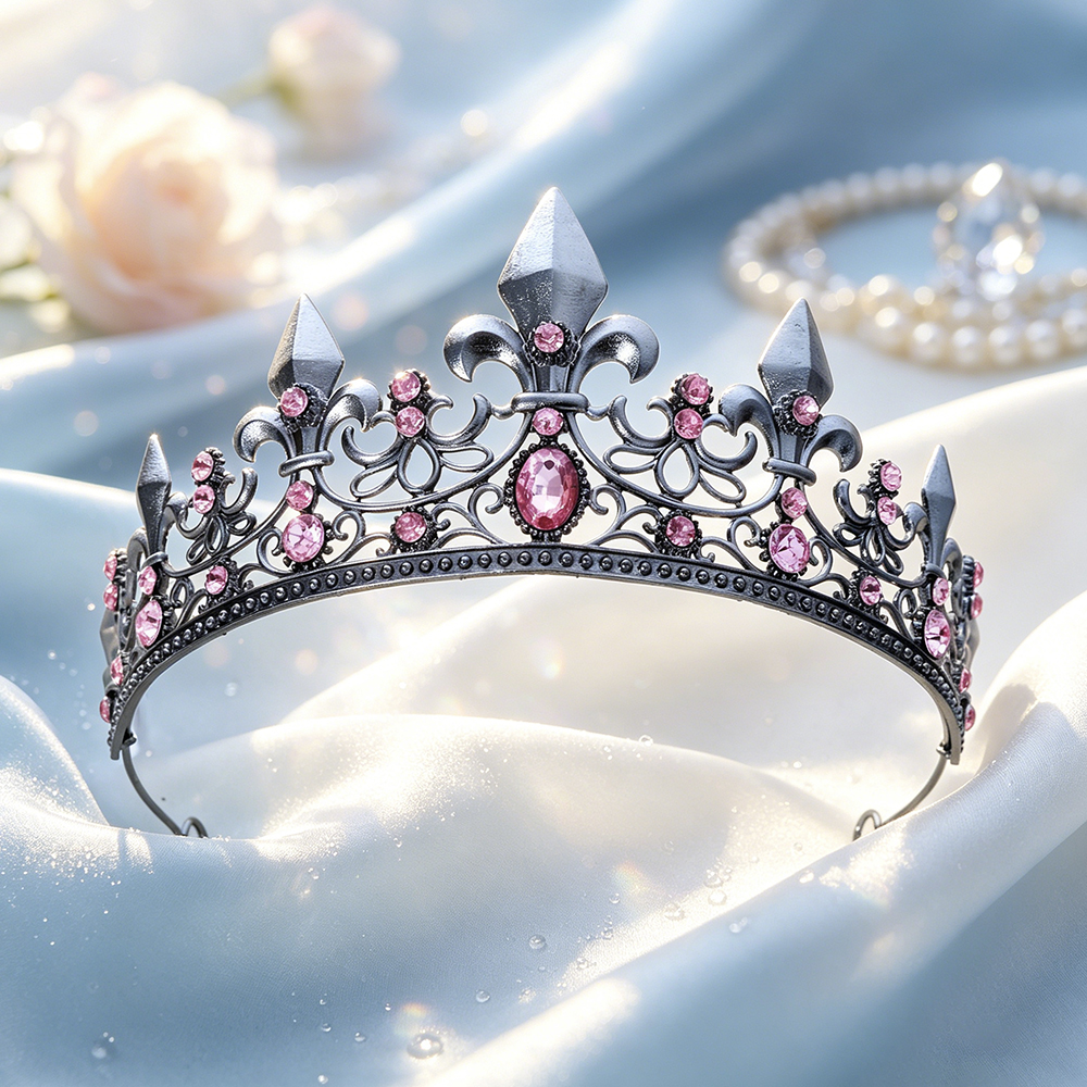 Vintage Fashion Accessories - Medieval Gothic Antique Silver Rhinestone Crown