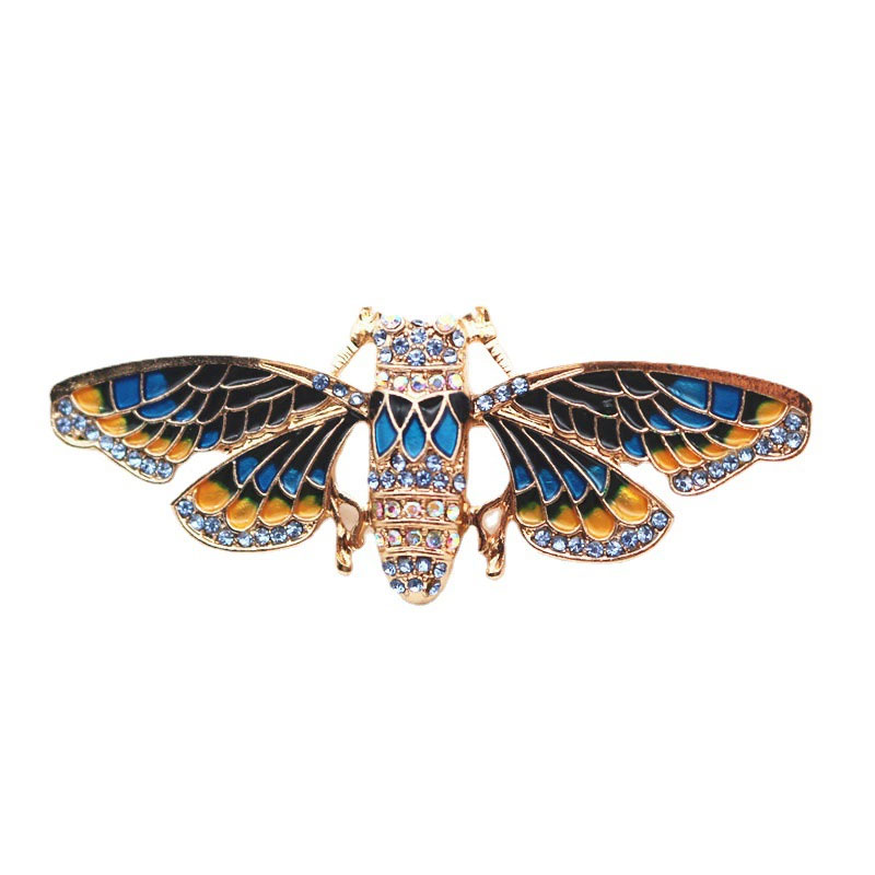 Vintage Fashion Enthusiasts - Vintage Gold-Tone Cicada Brooch, Intricate Insect