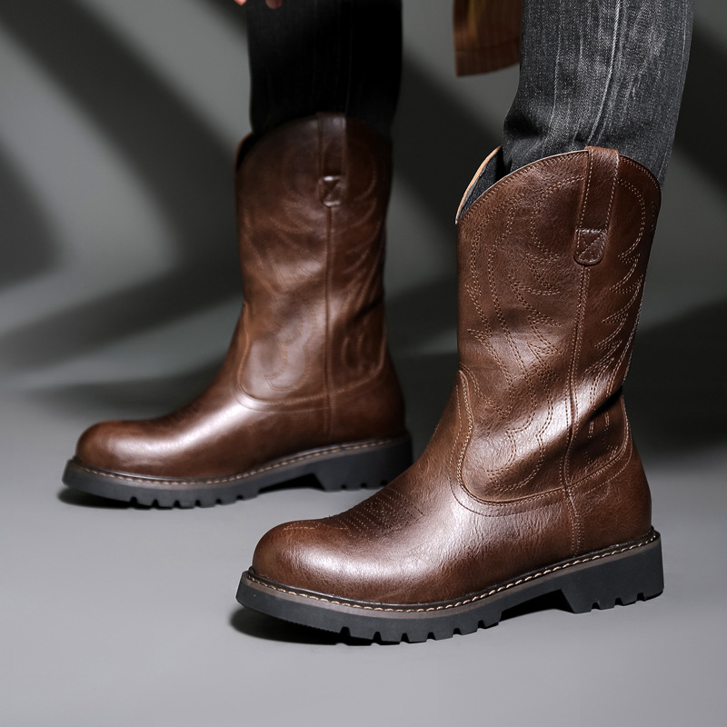 Vintage Fashion For Mens - Fashion Mens Cowboy Boots New Embroidery