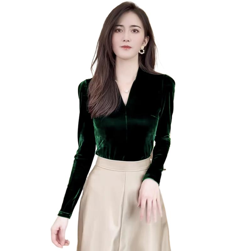 Vintage Fashion Plus Size - Fashion elegant V-neck long sleeve Velour