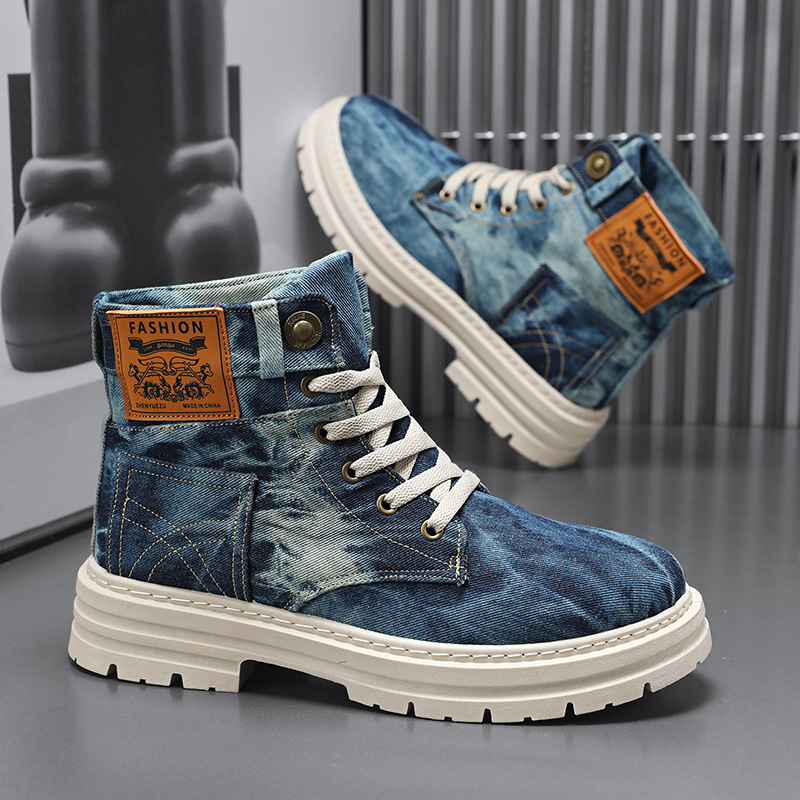 Vintage Fashion For Mens - Men's High Top Boots Fashion Washed