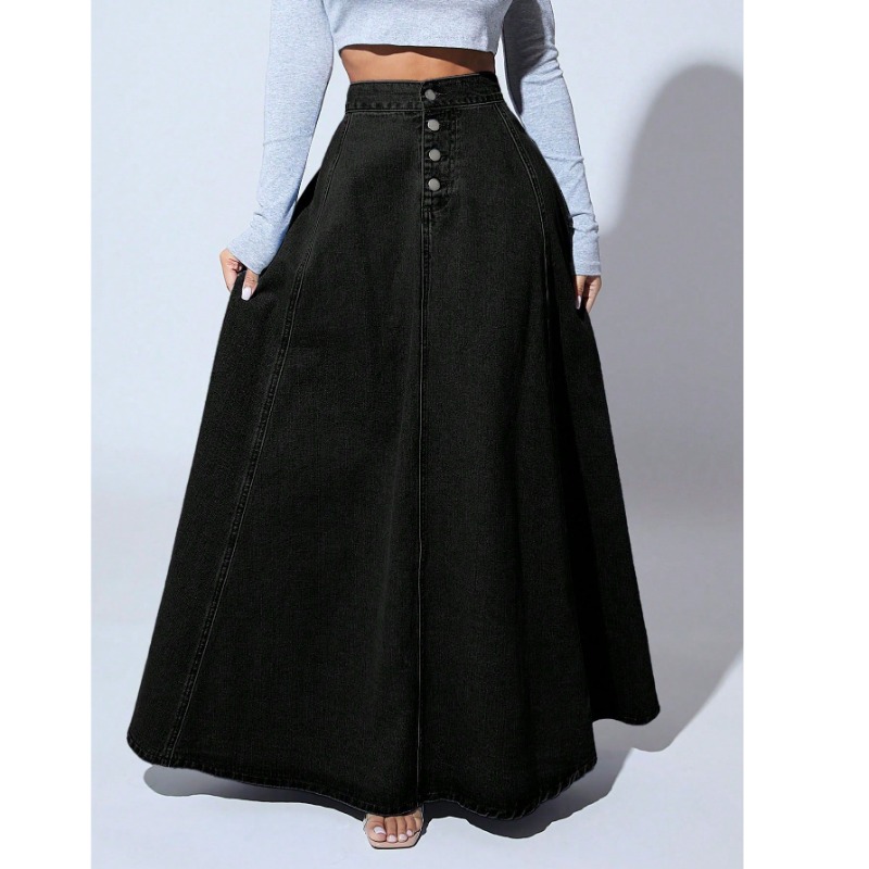 Vintage Fashion Plus Size - plus Size Women's Black Denim Long