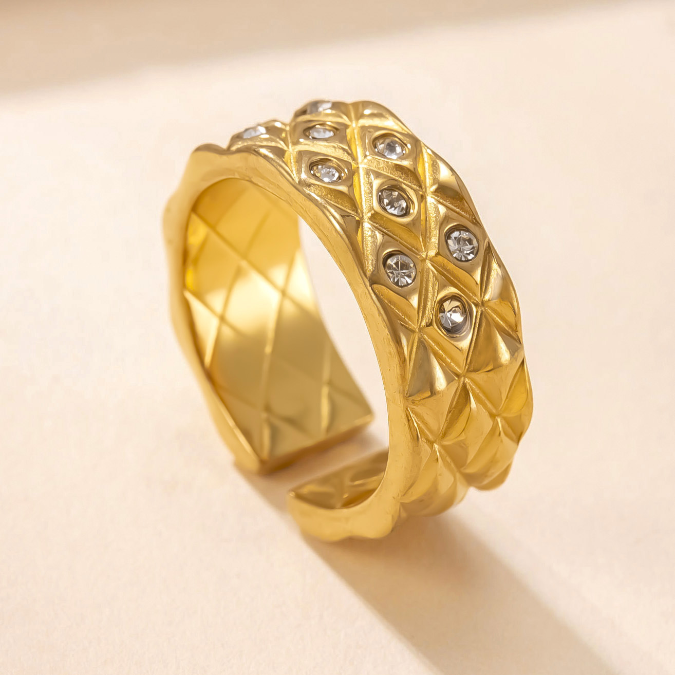 Vintage Fashion Rings For Women - Golden Color Sparkling Cubic Zirconia Vintage