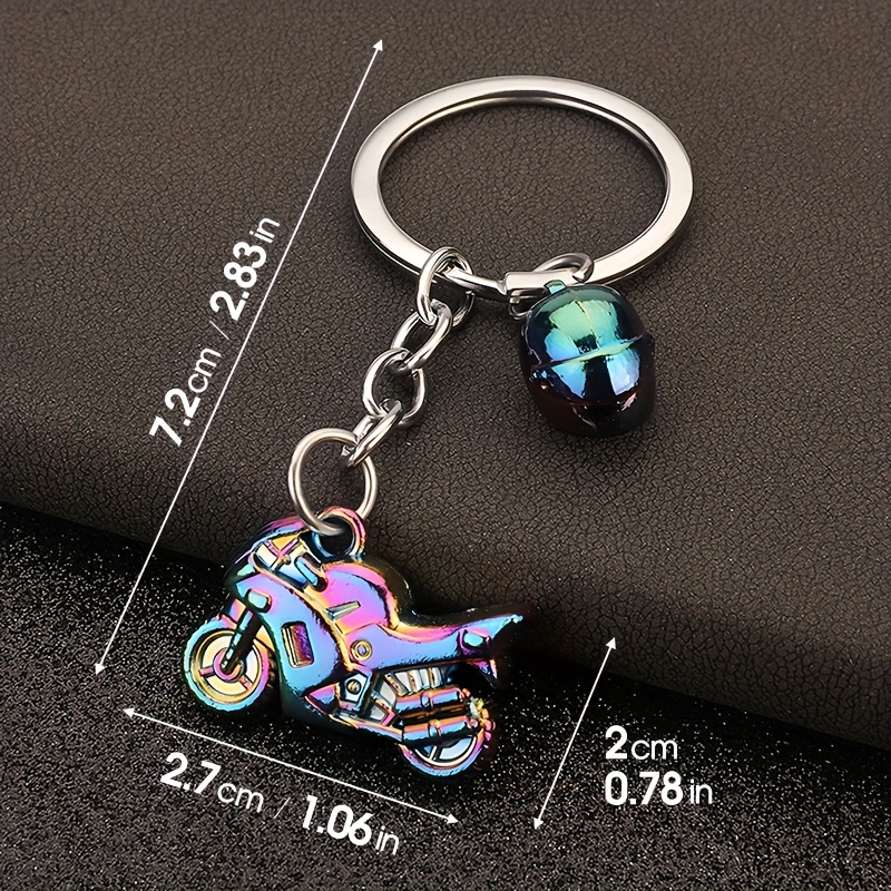 Vintage Fashion Enthusiasts - Vintage Multicolor Motorcycle Helmet Keychain, Retro