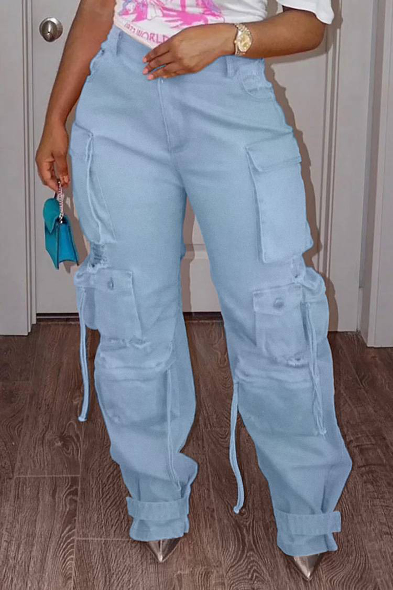 Vintage Fashion Plus Size - Plus Size Cargo Denim Jeans Pockets