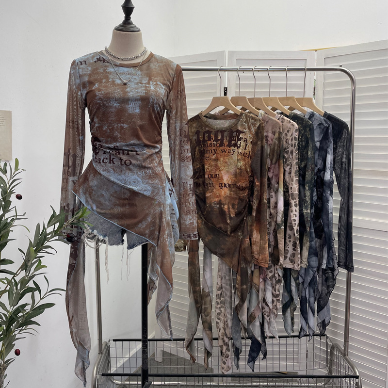 ISAROSE Y2K Mesh T-shirt for W - Tie Dye Shirt Vintage 评论和价格