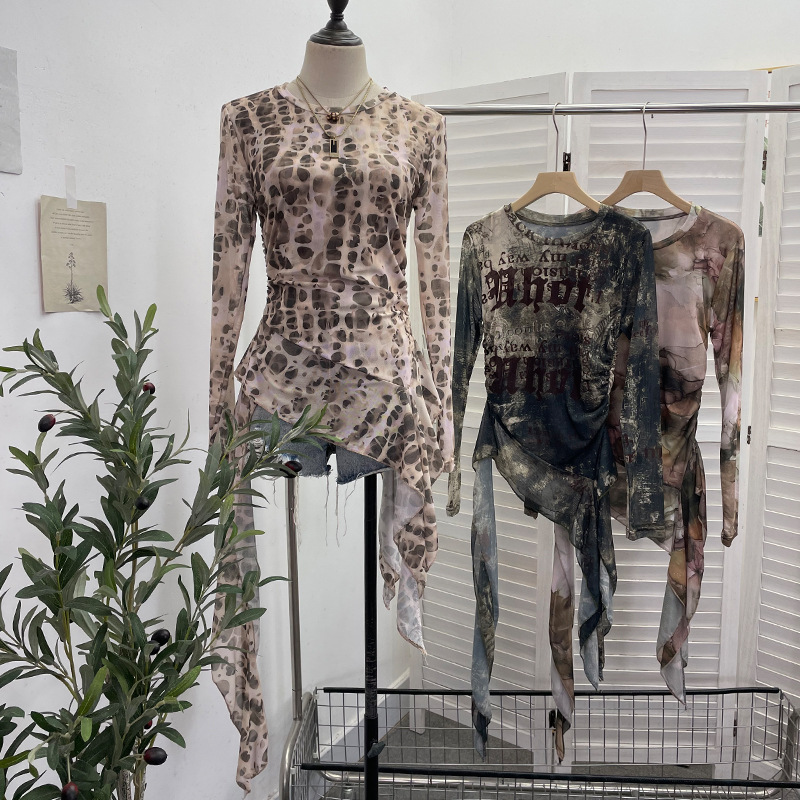 ISAROSE Y2K Mesh T-shirt for W - Tie Dye Shirt Vintage 评论和价格