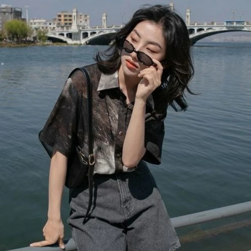 Shirt Women Cool Straight Casu - Tie Dye Shirt Vintage 评论和价格