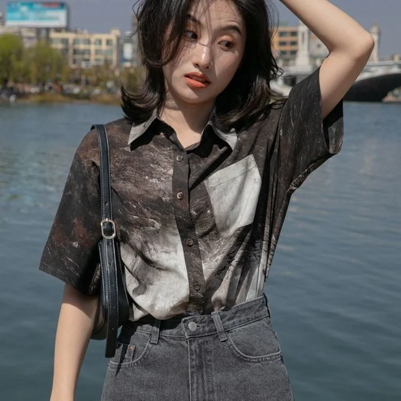 Shirt Women Cool Straight Casu - Tie Dye Shirt Vintage 评论和价格