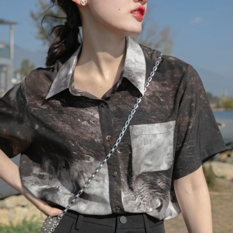 Shirt Women Cool Straight Casu - Tie Dye Shirt Vintage 评论和价格