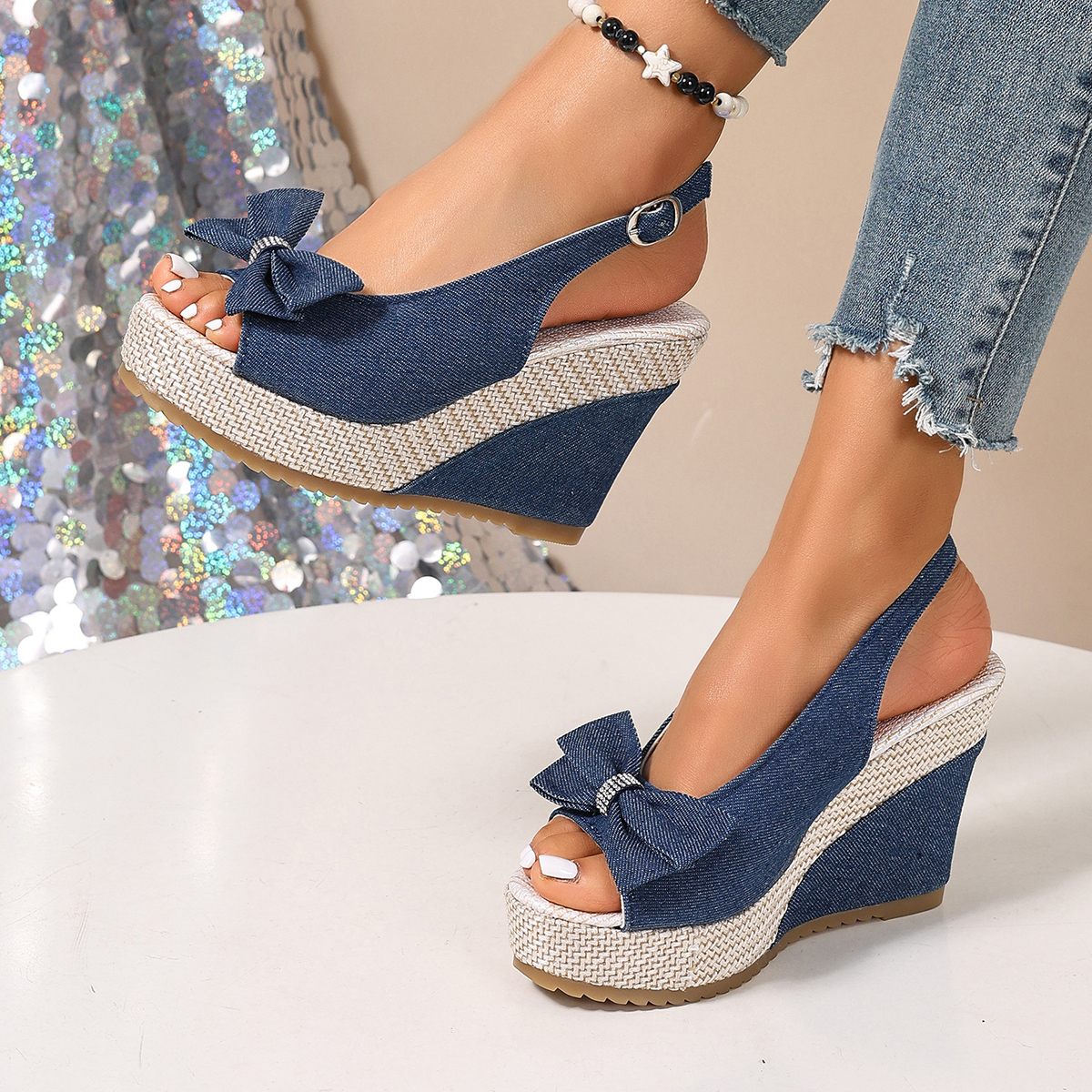 Vintage Rivet Decor Wedge Sand - Vintage Fashion Plus Size 评论和价格