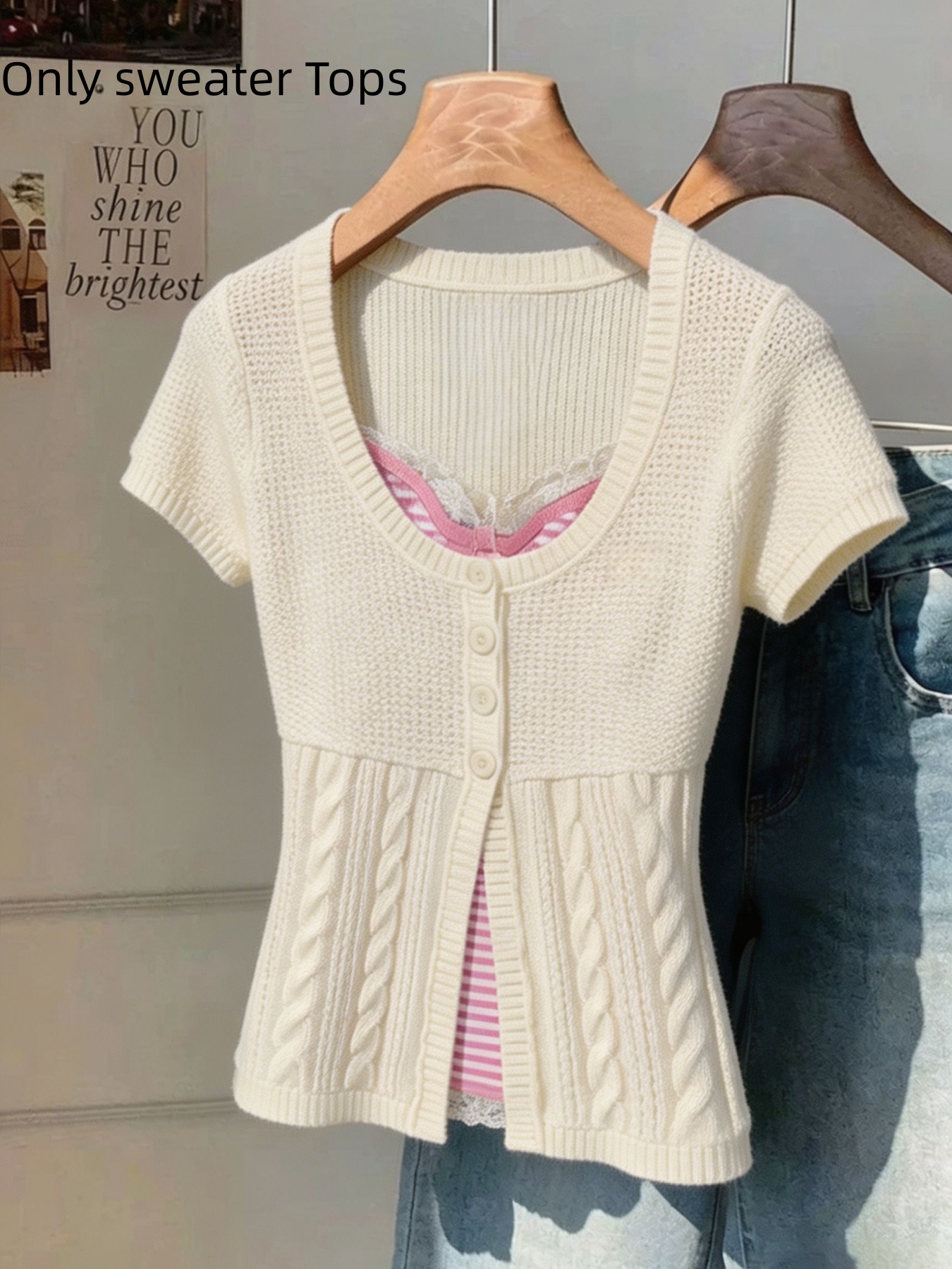 Boho Short Sleeve Knit Cardiga - Crochet Top Boho 评论和价格