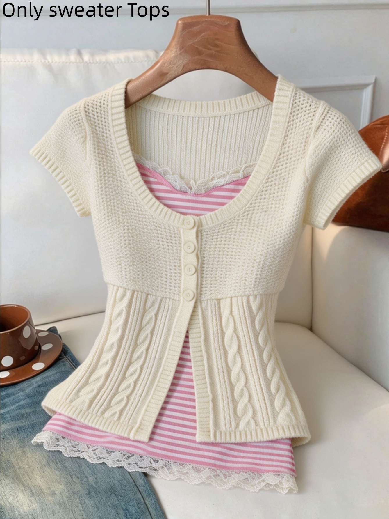 Boho Short Sleeve Knit Cardiga - Crochet Top Boho 评论和价格