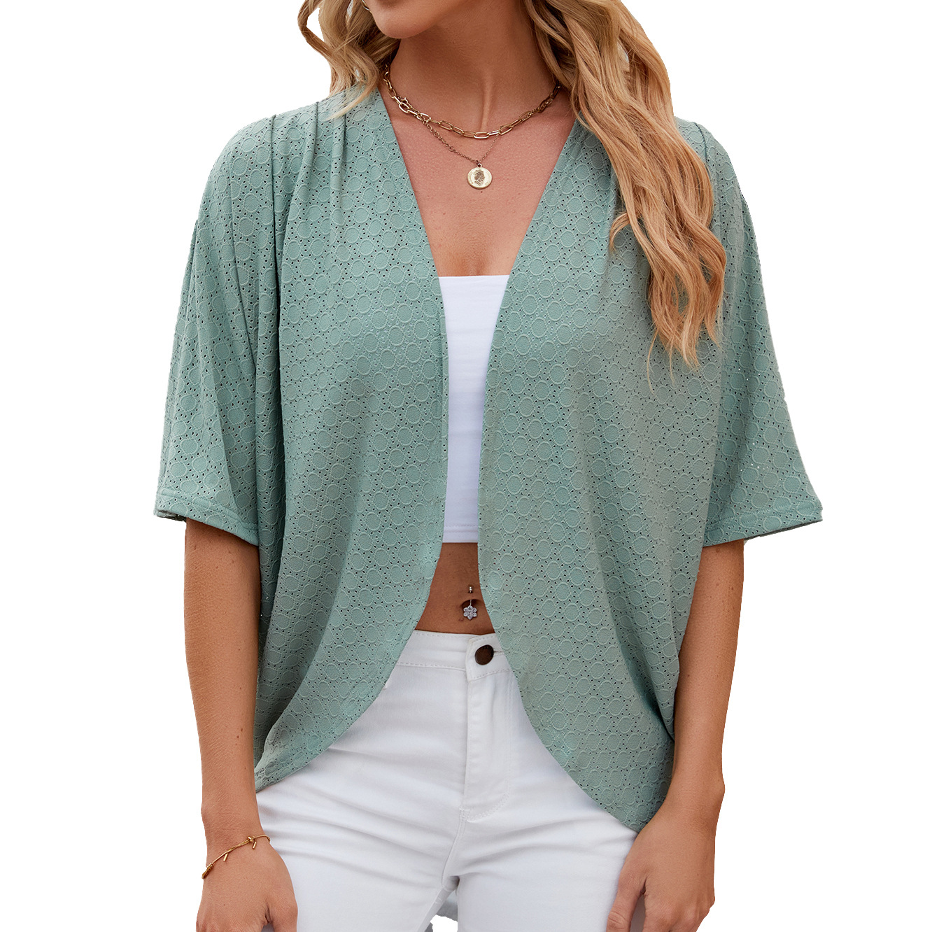 2024 Elegant Women's Mid Sleev - Crochet Top Boho 评论和价格