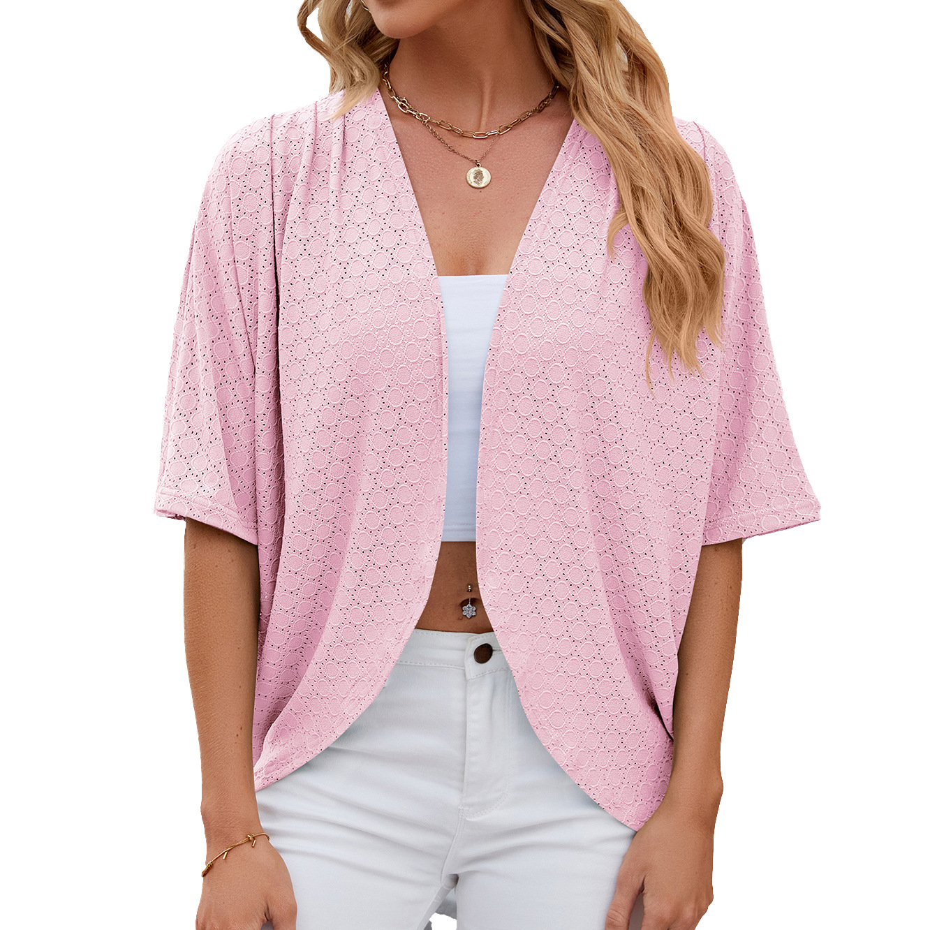 2024 Elegant Women's Mid Sleev - Crochet Top Boho 评论和价格