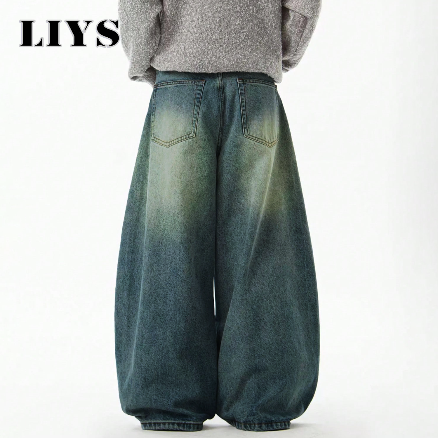 Men's Wear Blue Wide-Leg Denim - Retro Track Pant 评论和价格