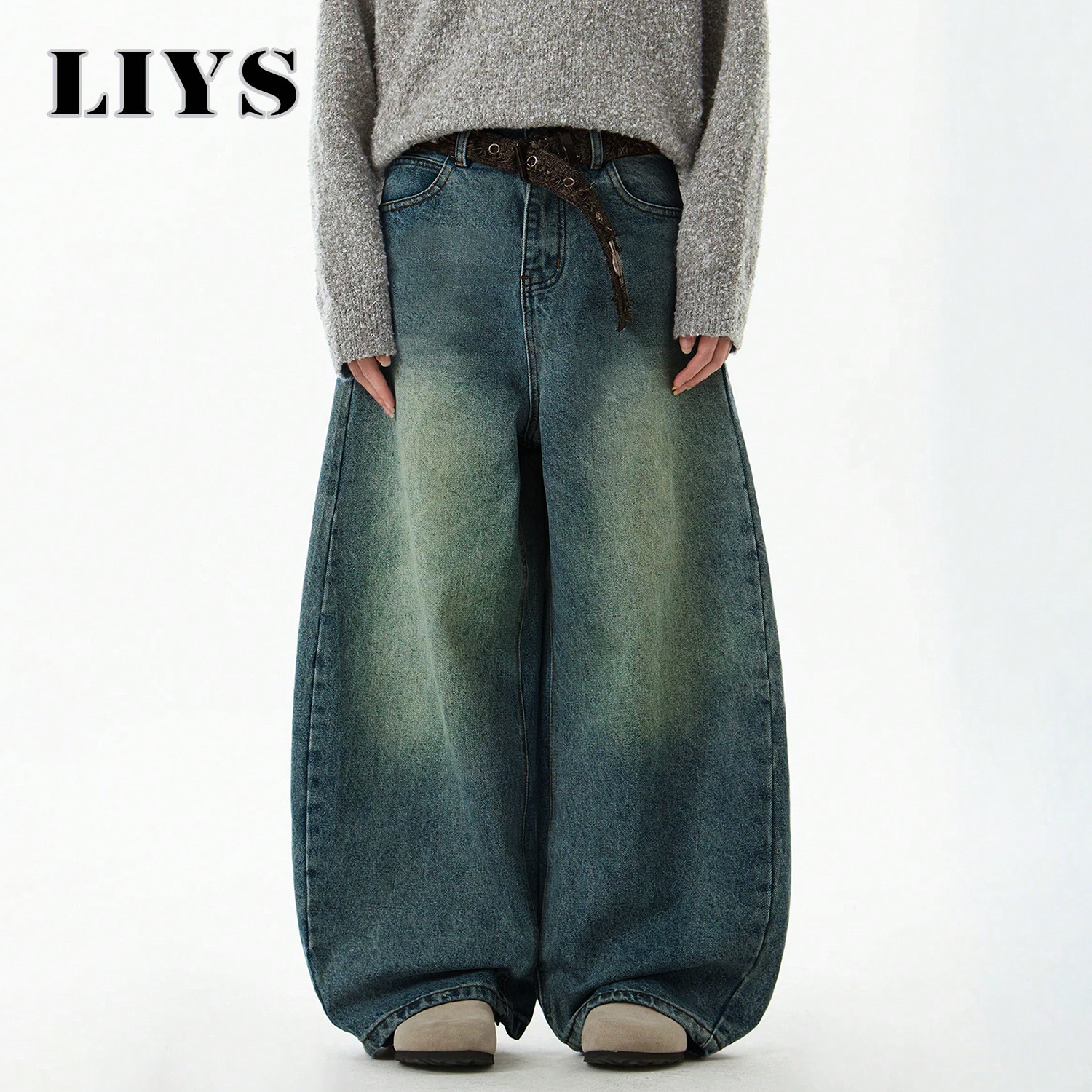 Men's Wear Blue Wide-Leg Denim - Retro Track Pant 评论和价格