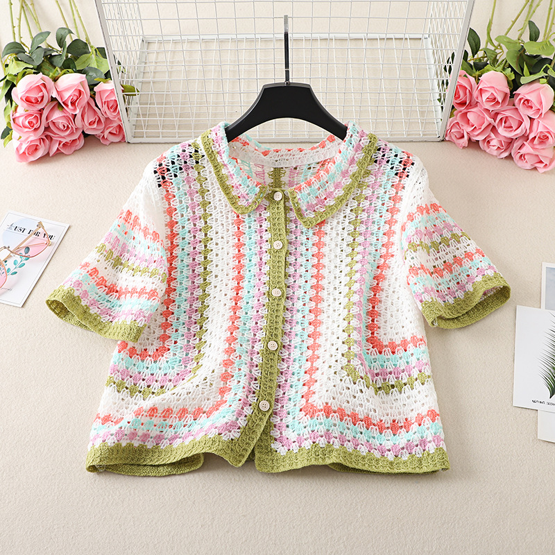 Button Up Crochet Shirt for Wo - Crochet Top Boho 评论和价格