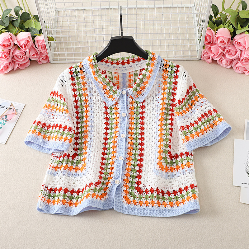 Button Up Crochet Shirt for Wo - Crochet Top Boho 评论和价格