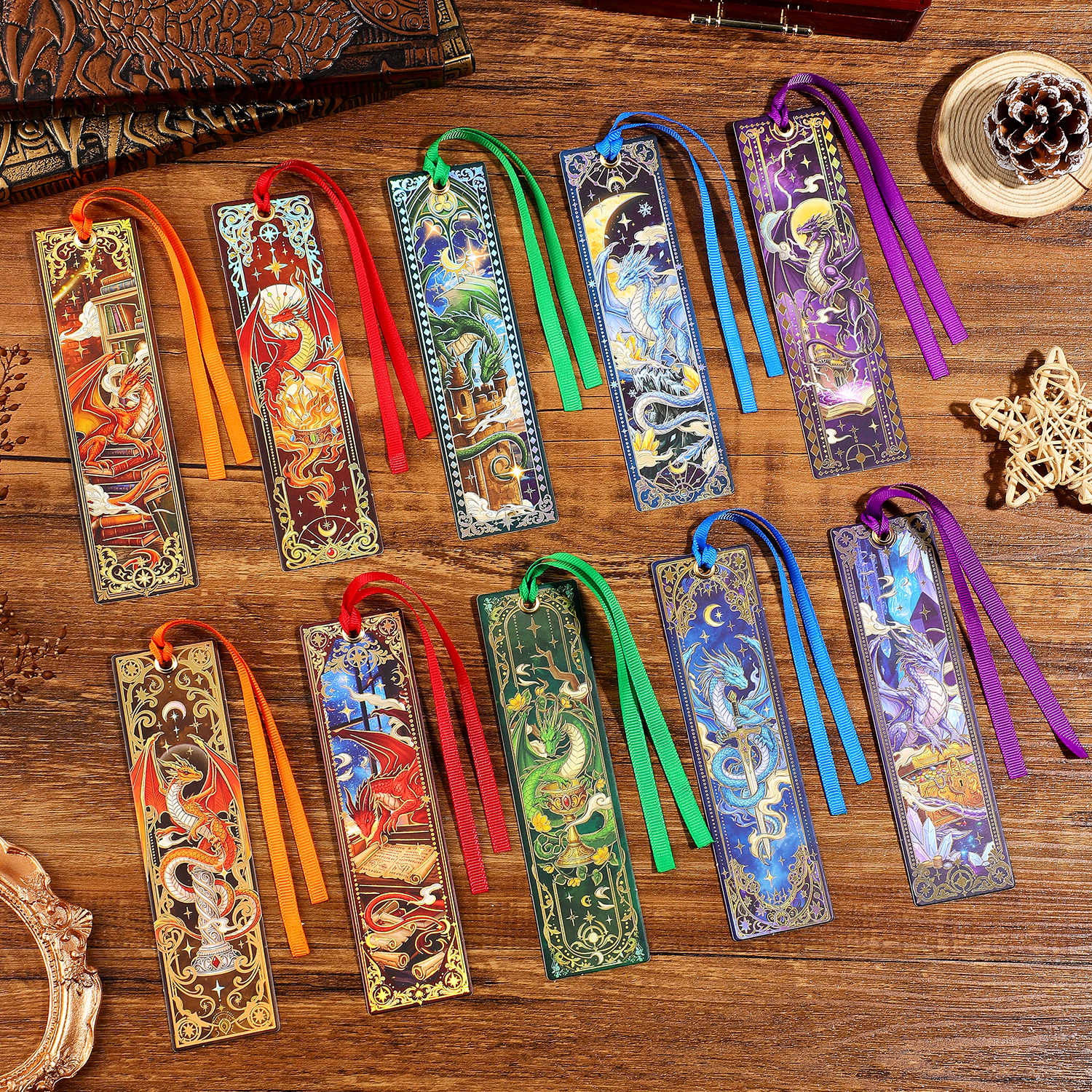 10Pcs Dragon Paper Bookmarks,  - Vintage Fashion Coloring Book 评论和价格