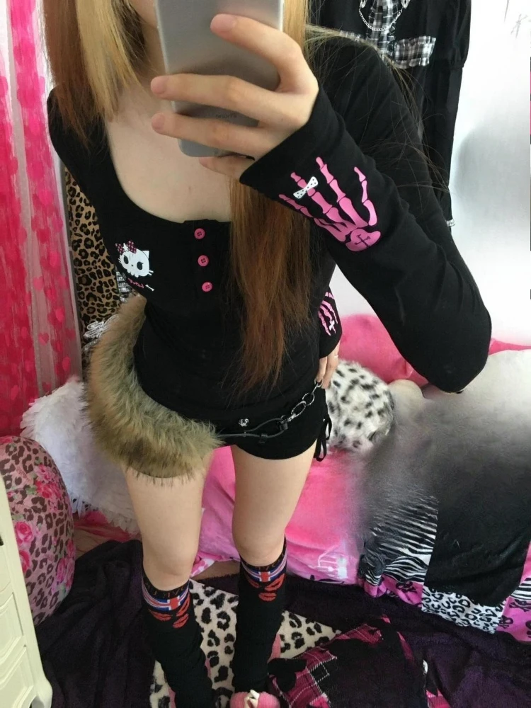 Y2K Vintage Cartoon Print T-Sh - Usa Vintage Fashion 评论和价格