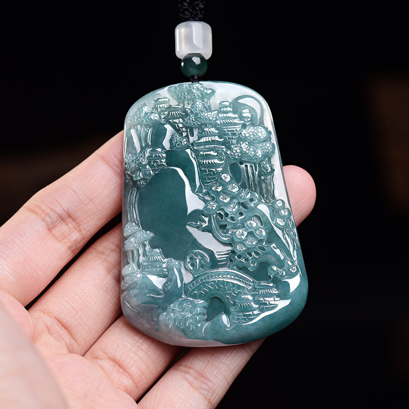 Natural Burmese Jadeite Scener - Usa Vintage Fashion 评论和价格