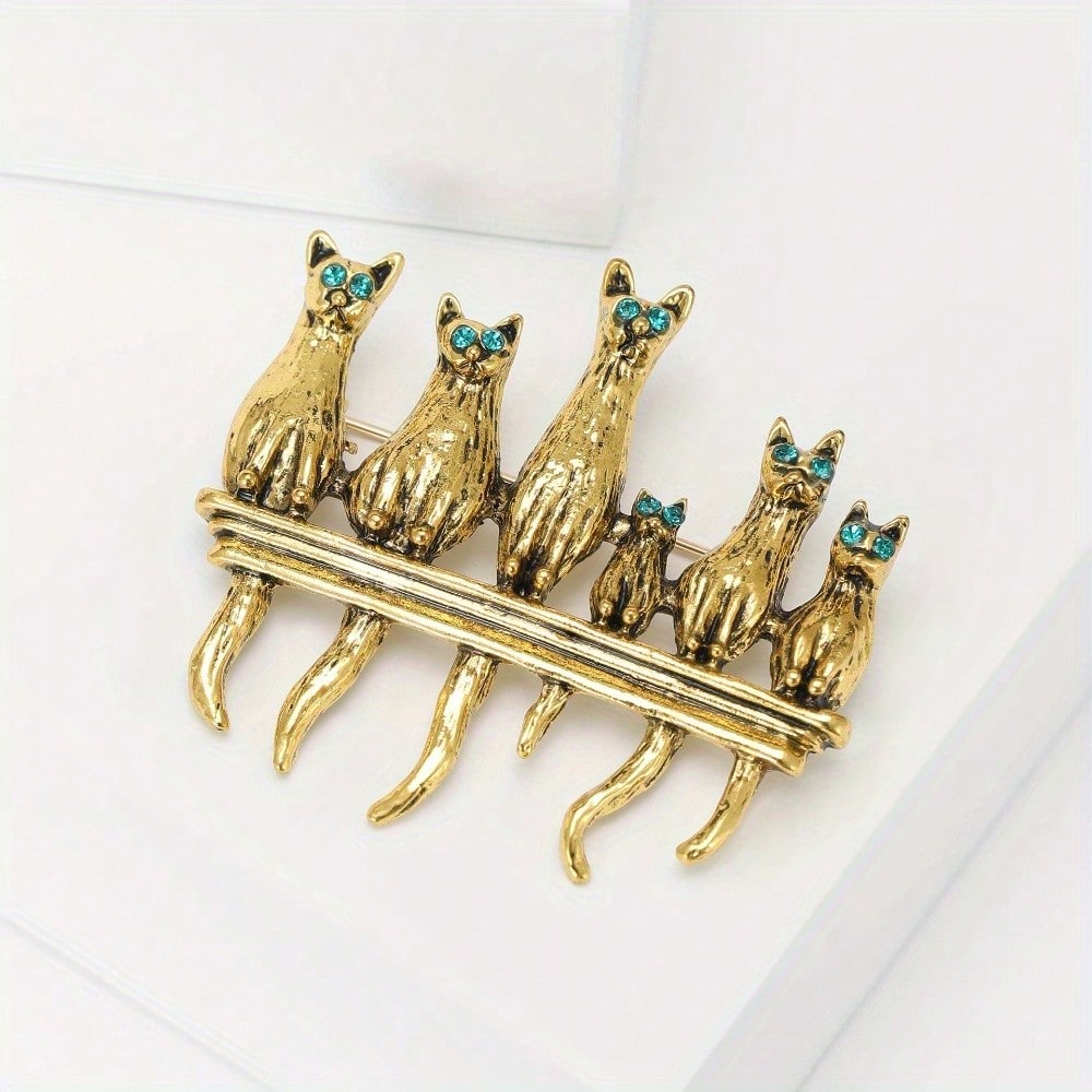 Vintage Gold-Tone Cat Family B - Vintage Fashion Enthusiasts 评论和价格