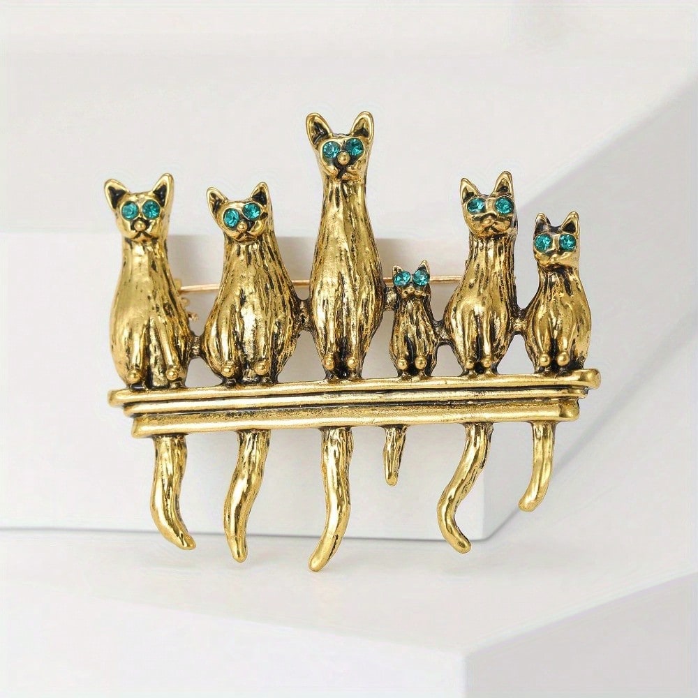 Vintage Gold-Tone Cat Family B - Vintage Fashion Enthusiasts 评论和价格
