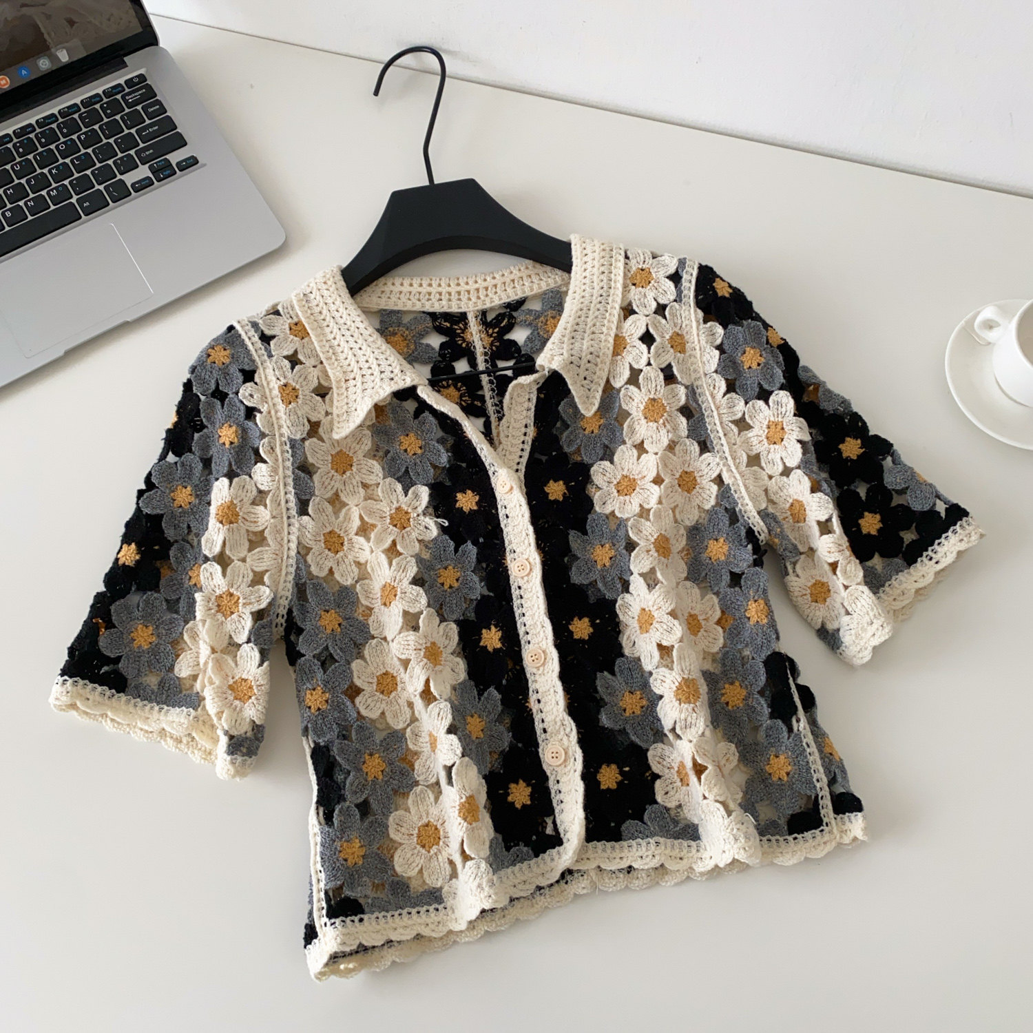 Women's Floral Crochet Cardiga - Crochet Top Boho 评论和价格