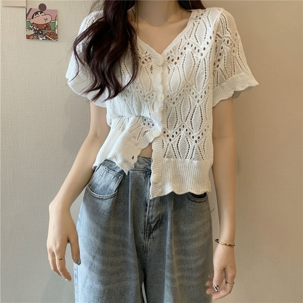 Fashion V-Neck Crochet Top Ope - Crochet Top Boho 评论和价格