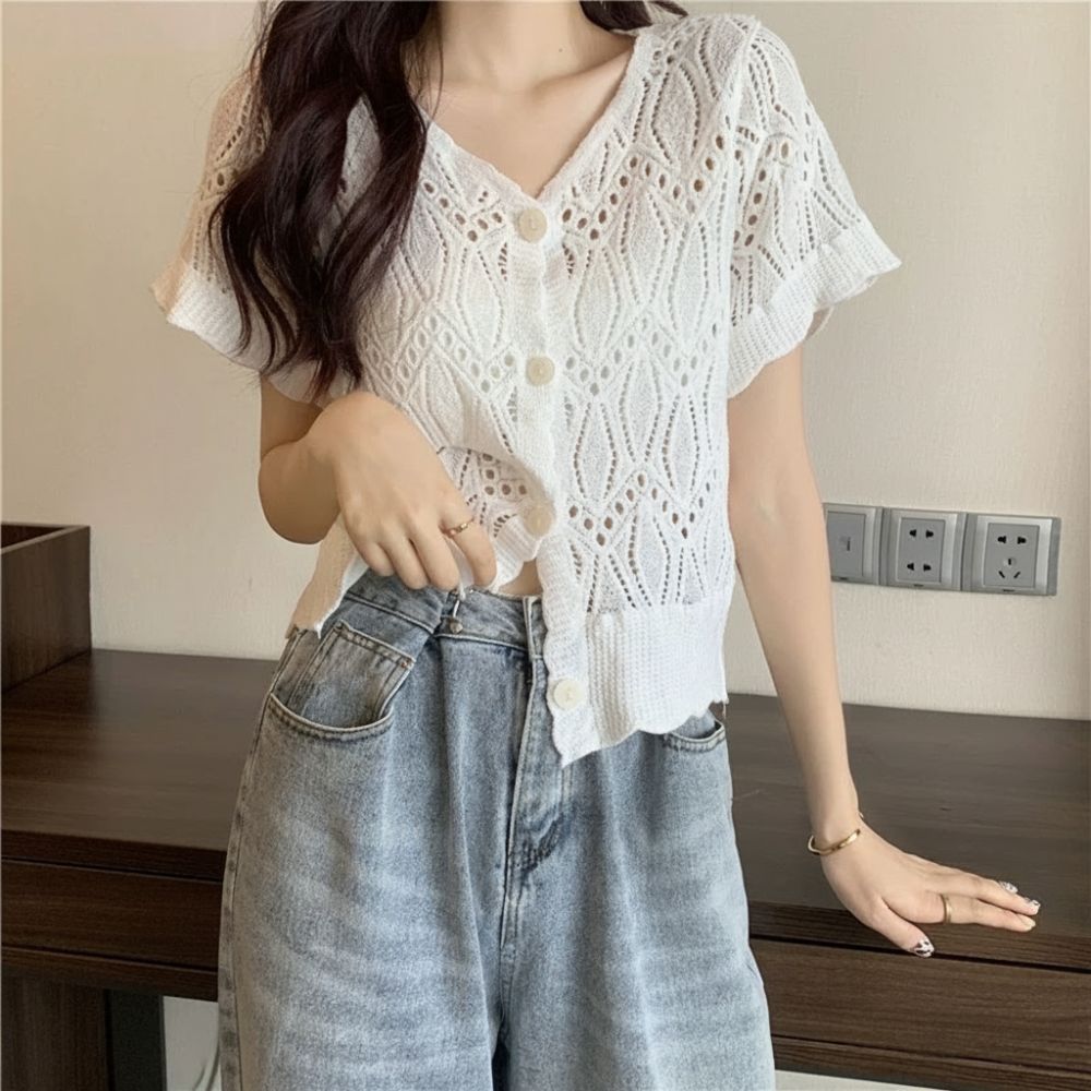 Fashion V-Neck Crochet Top Ope - Crochet Top Boho 评论和价格