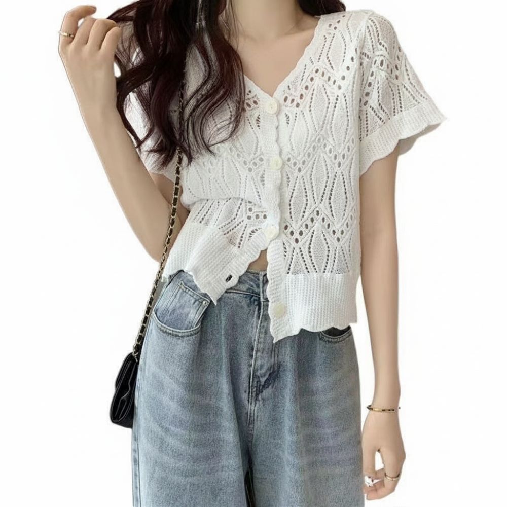 Fashion V-Neck Crochet Top Ope - Crochet Top Boho 评论和价格