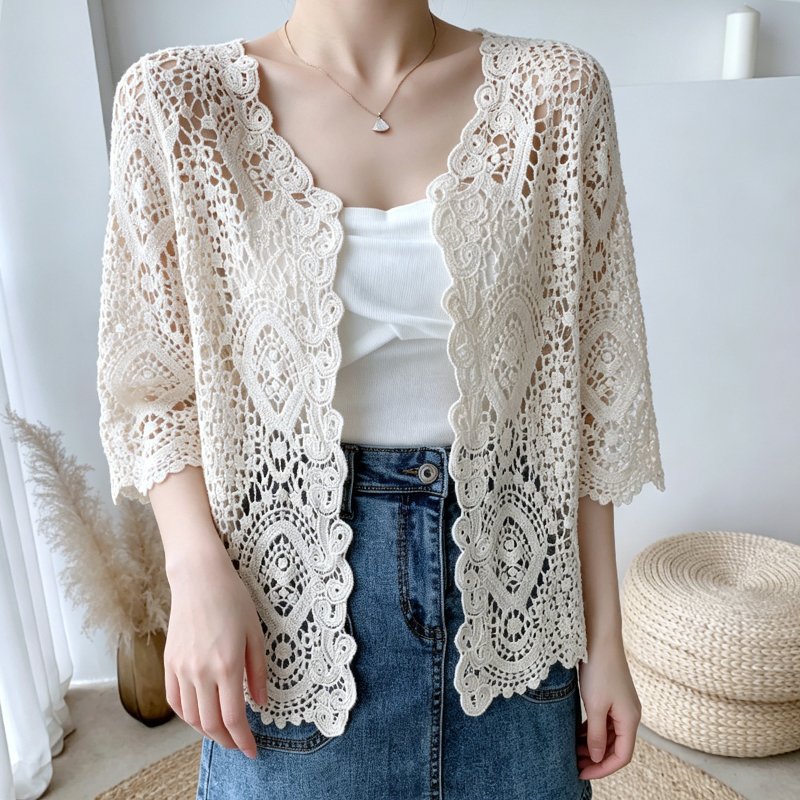 Open Front Crochet Knitted Car - Crochet Top Boho 评论和价格