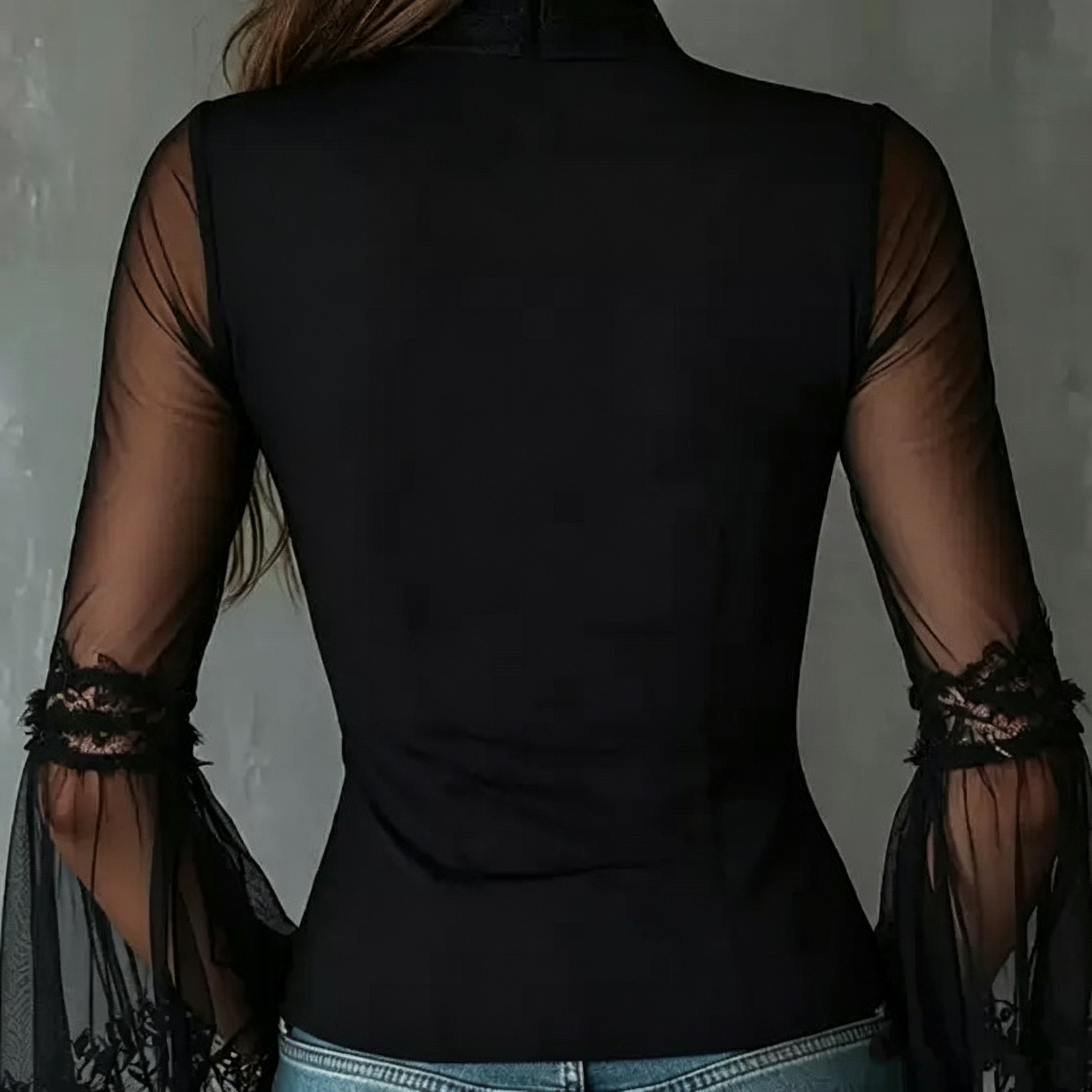 Ladies Black round Neck Long S - Usa Vintage Fashion 评论和价格