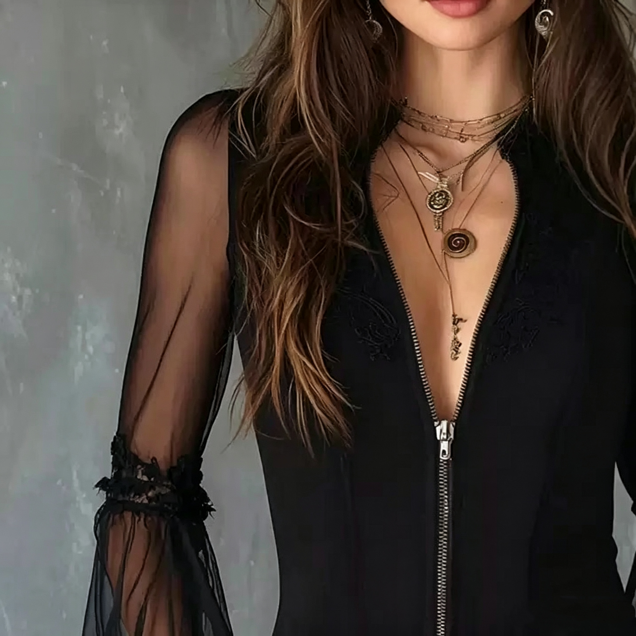 Ladies Black round Neck Long S - Usa Vintage Fashion 评论和价格