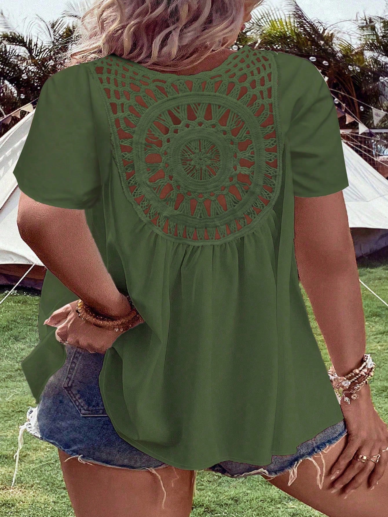Women's Plus Size Crochet Back - Crochet Top Boho 评论和价格