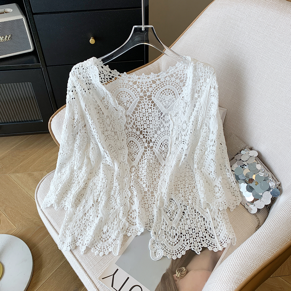 Sheer Crochet Cardigan Open Fr - Crochet Top Boho 评论和价格