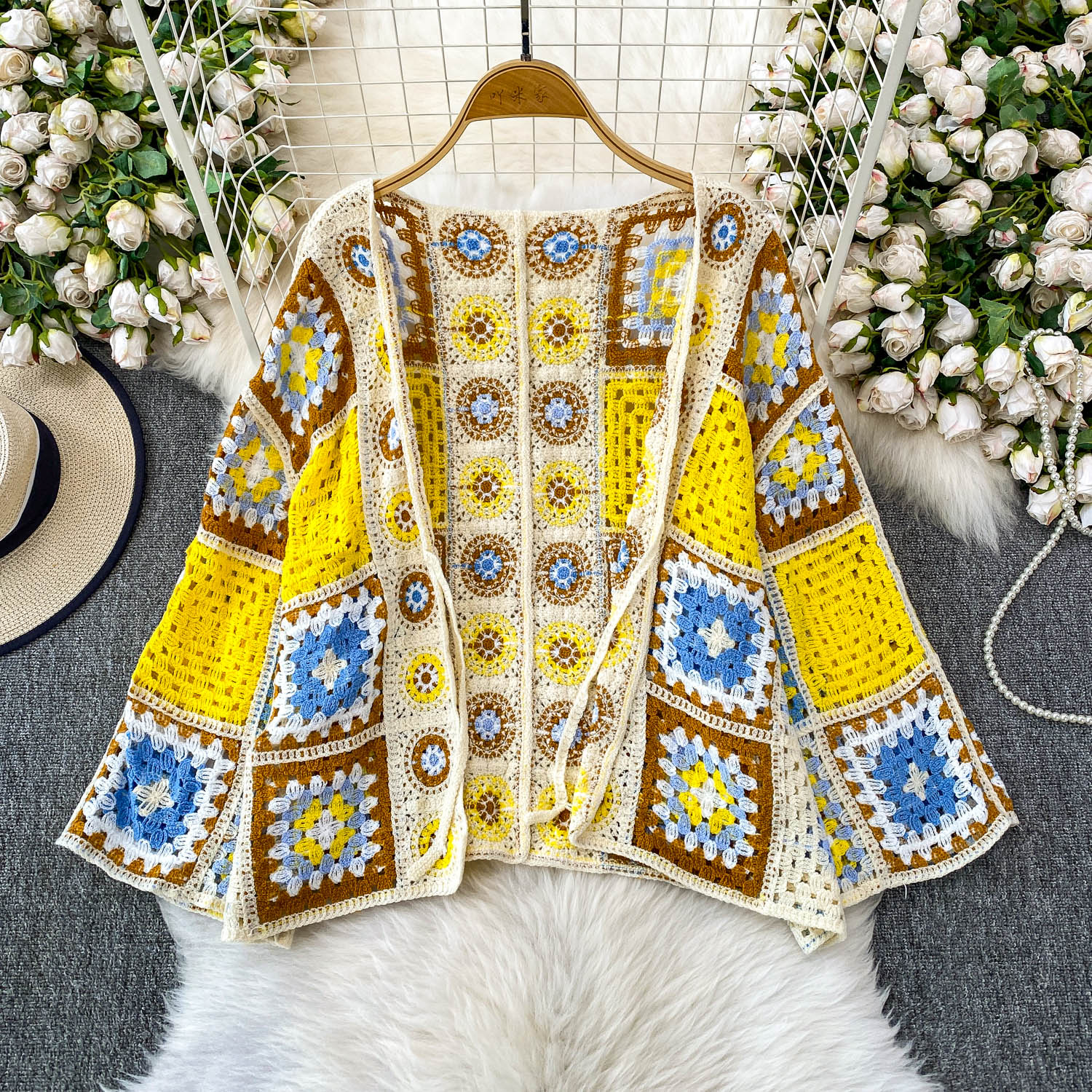 Women's Crochet Cardigan Open  - Crochet Top Boho 评论和价格