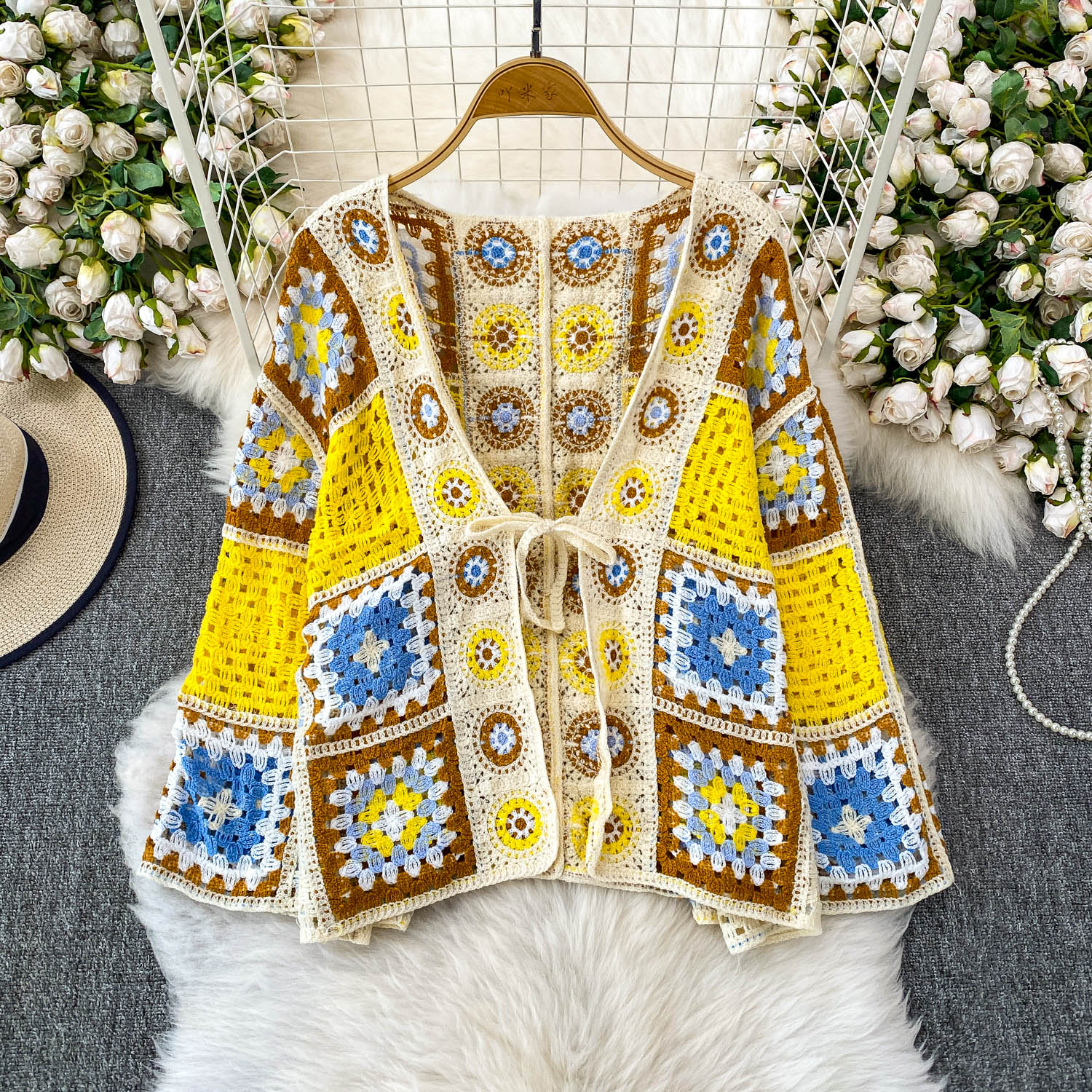 Women's Crochet Cardigan Open  - Crochet Top Boho 评论和价格