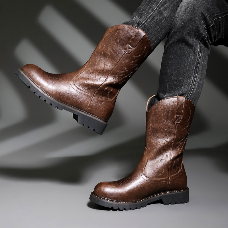 Fashion Mens Cowboy Boots New  - Vintage Fashion For Mens 评论和价格