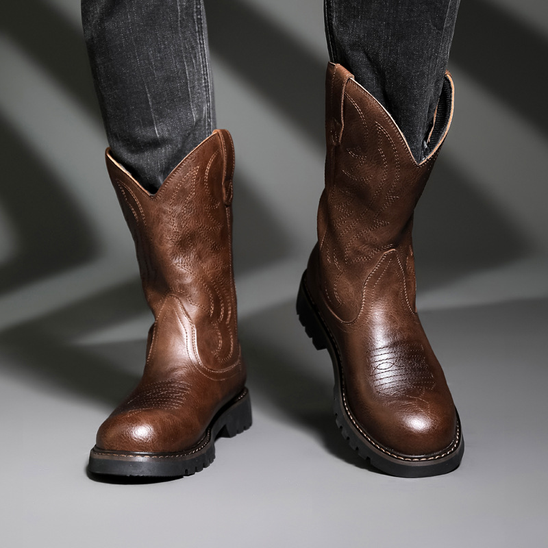 Fashion Mens Cowboy Boots New  - Vintage Fashion For Mens 评论和价格