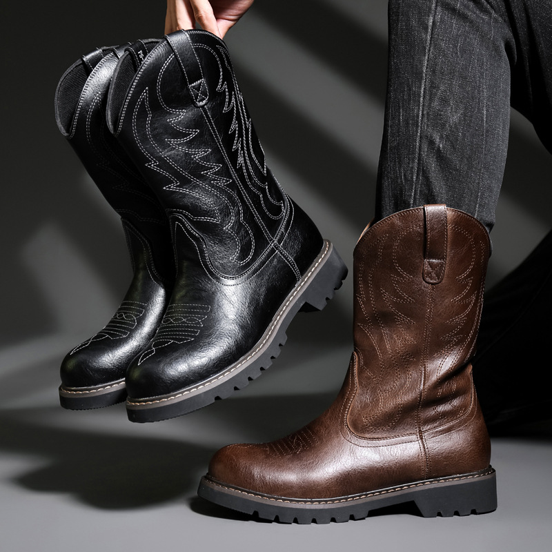 Fashion Mens Cowboy Boots New  - Vintage Fashion For Mens 评论和价格
