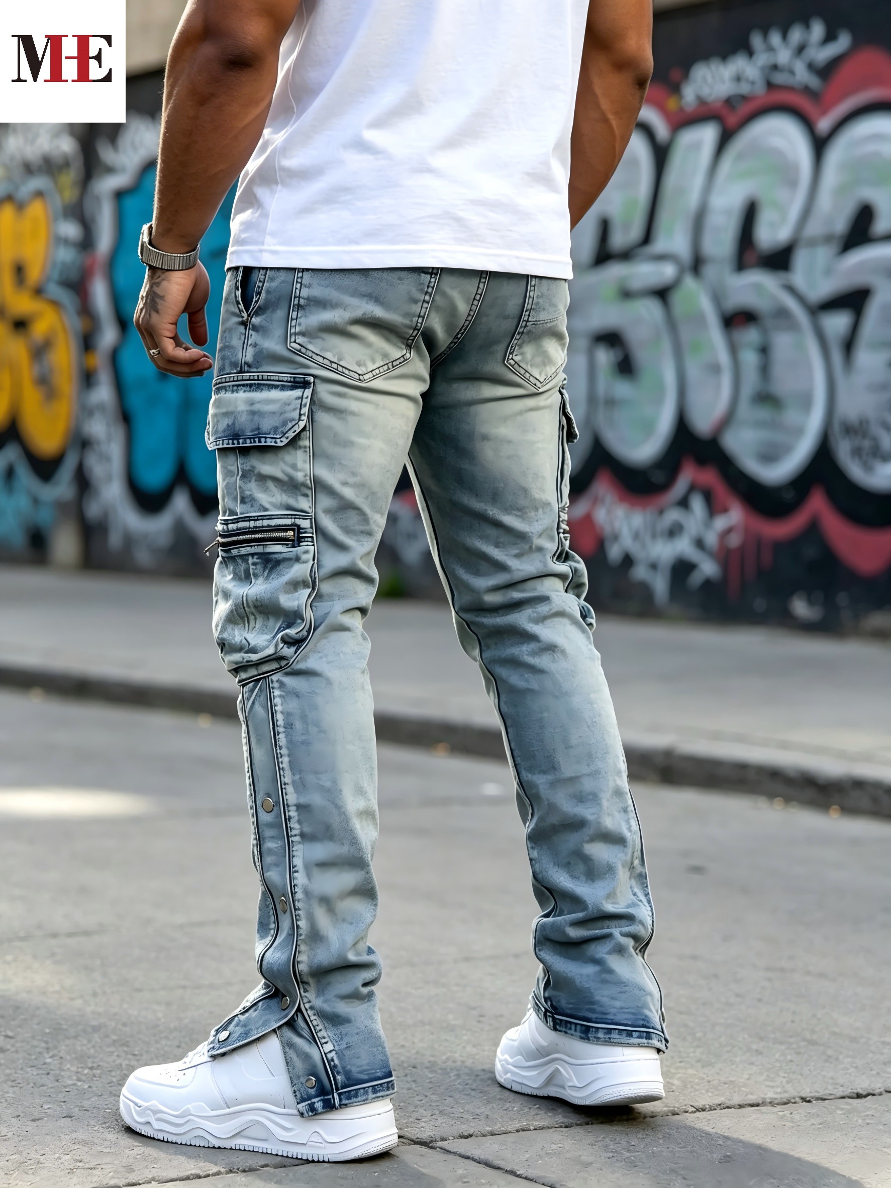 HME Men's Flared Denim Pants,  - Retro Track Pant 评论和价格